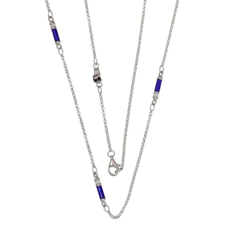 Catena in argento con smalto bianco e blu
