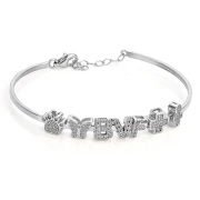 Bracciale Componibile in Argento Rigido con lettere, numeri