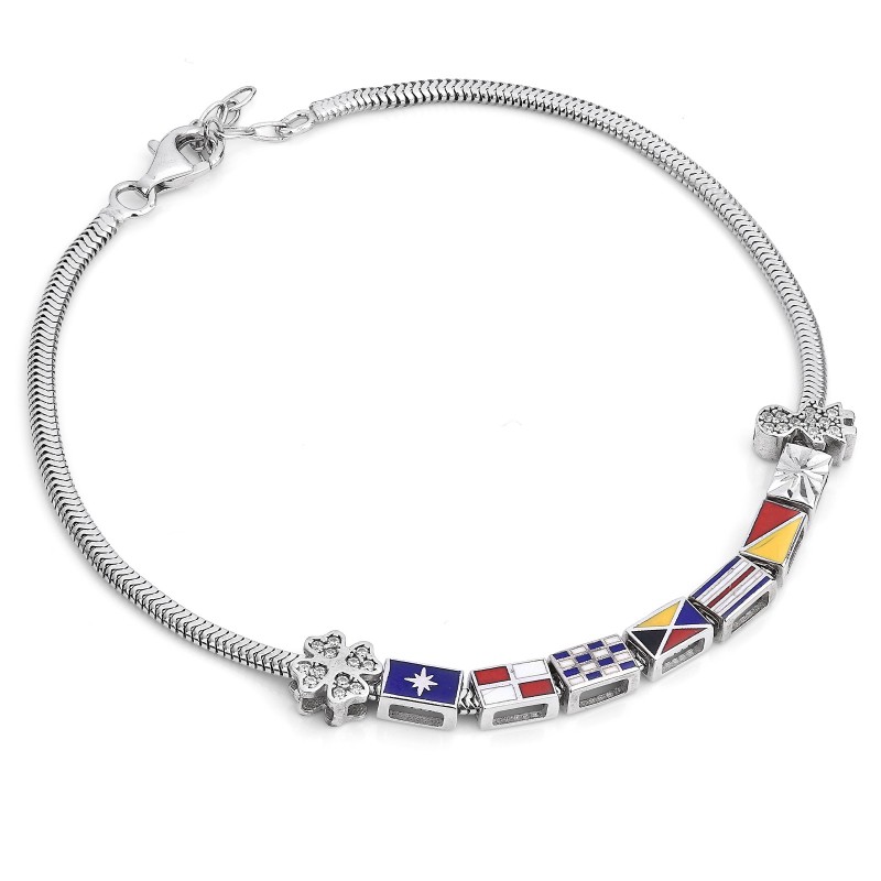 Bracciale in Argento Componibile con Numeri e lettere