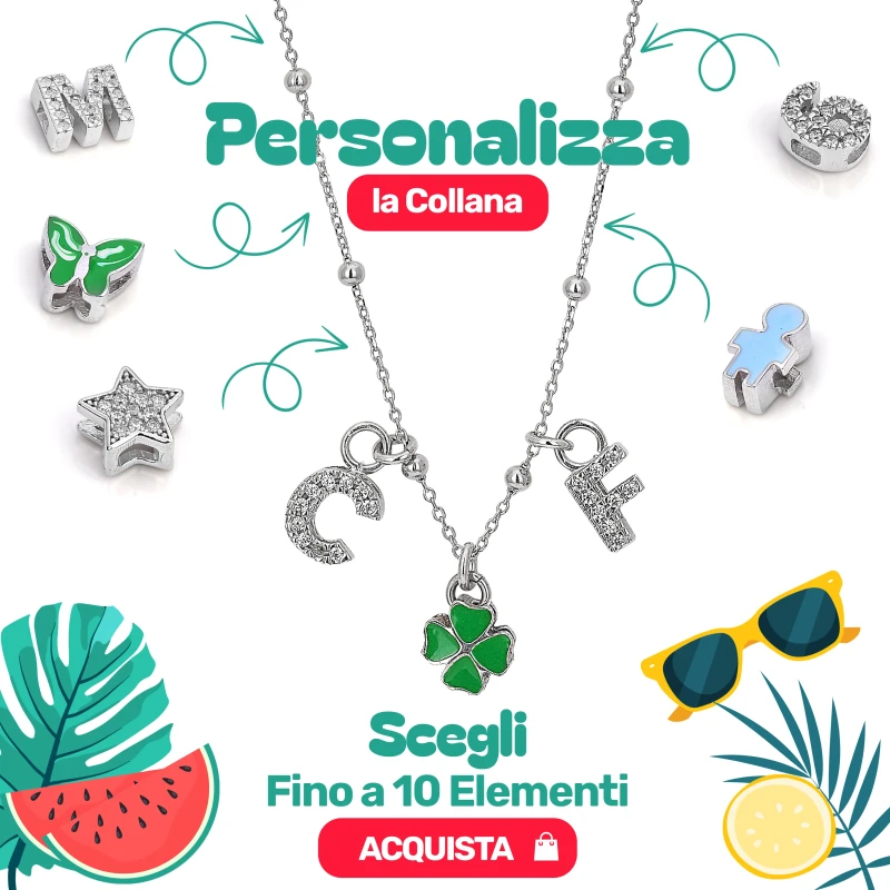 Collana in Argento Personalizzabile con Lettere e Numeri con Zirconi