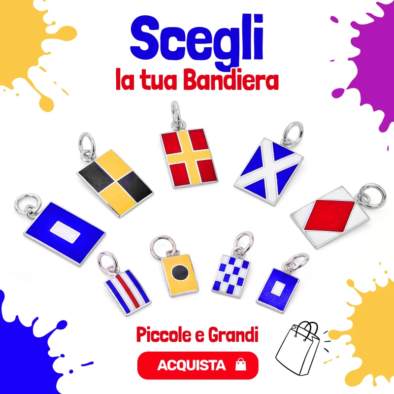 Ciondolo Bandiera nautica misura grande in Argento 925
