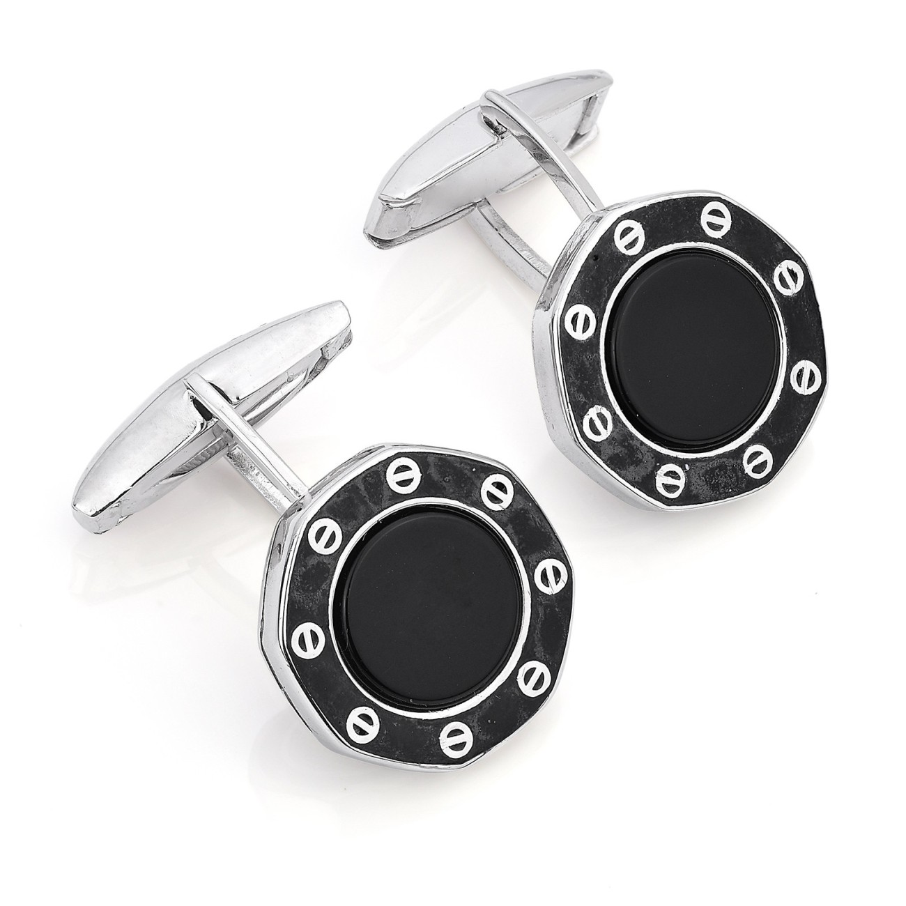 Gemelli in argento con smalto nero