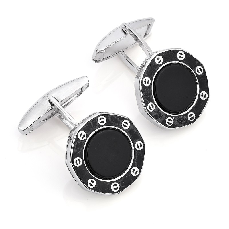Gemelli in argento con smalto nero