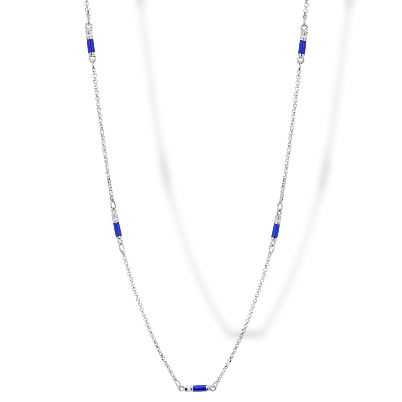 Catena in argento con smalto bianco e blu