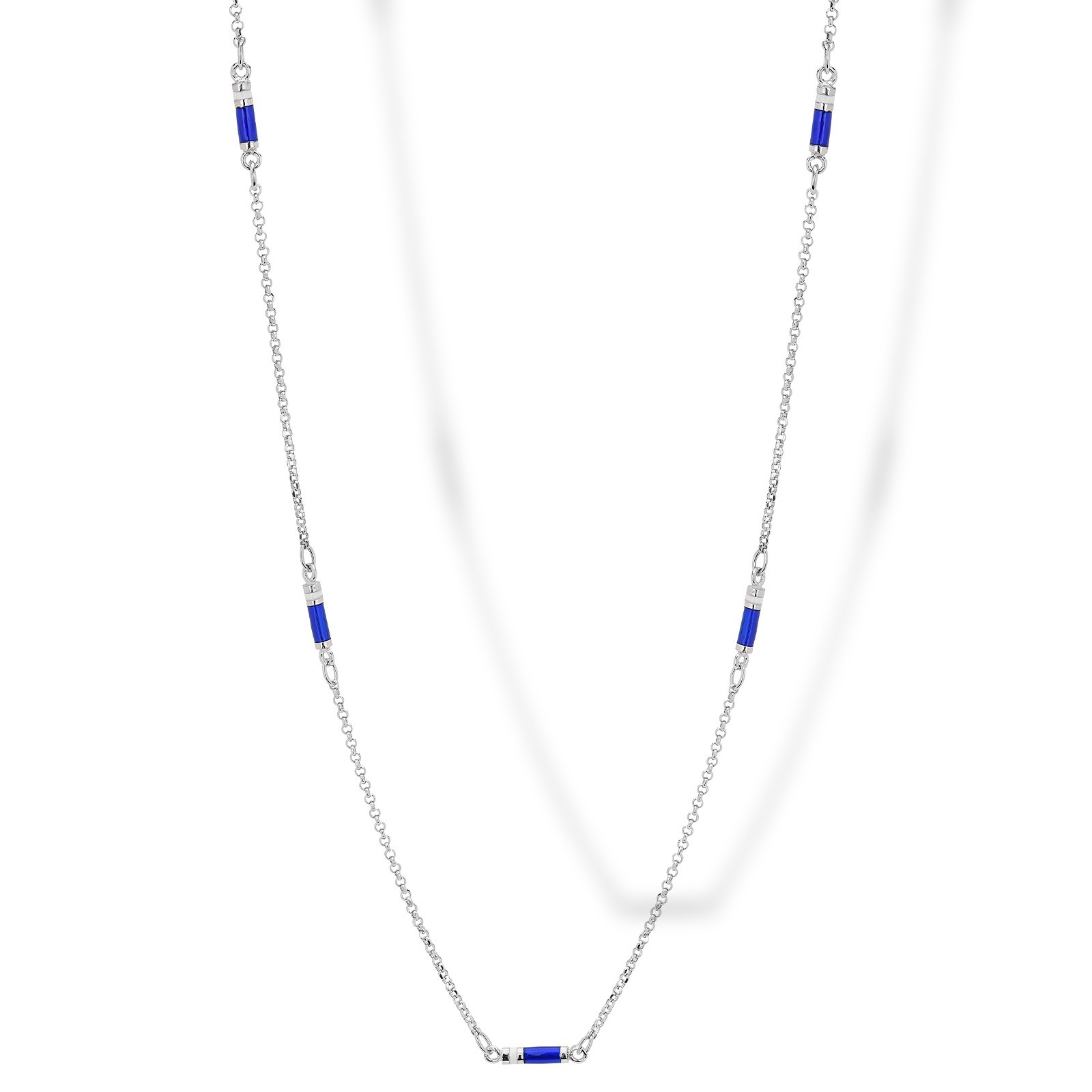 Catena in argento con smalto bianco e blu