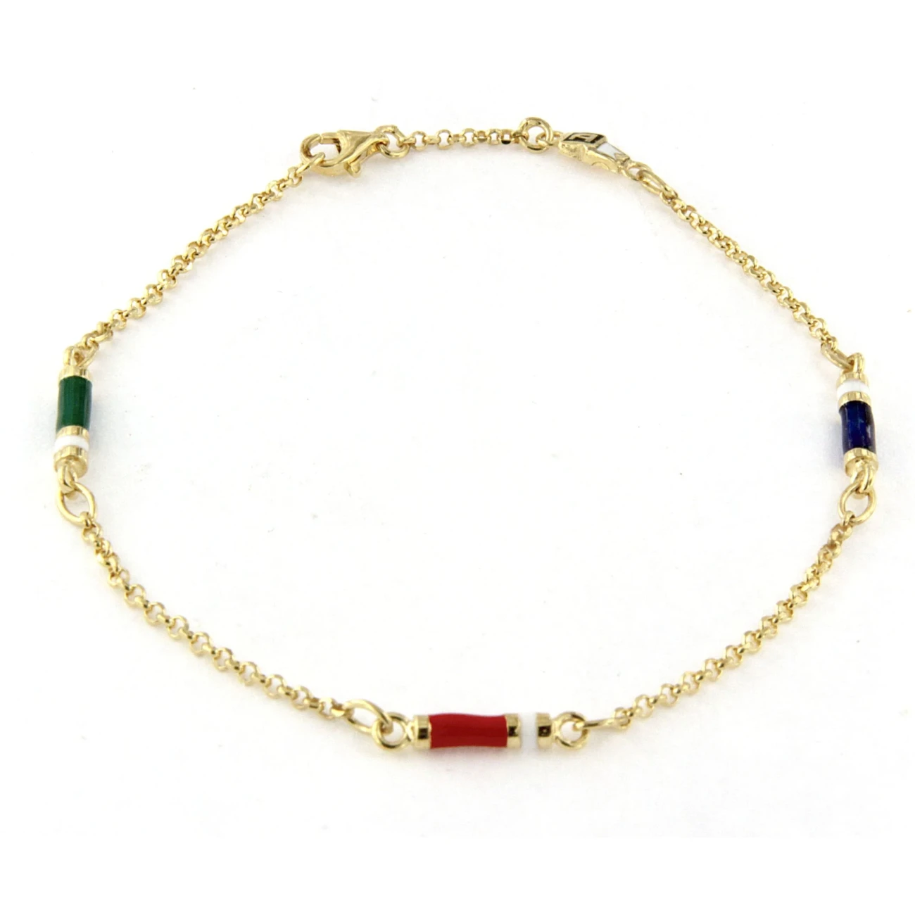 Bracciale in argento giallo con smalti