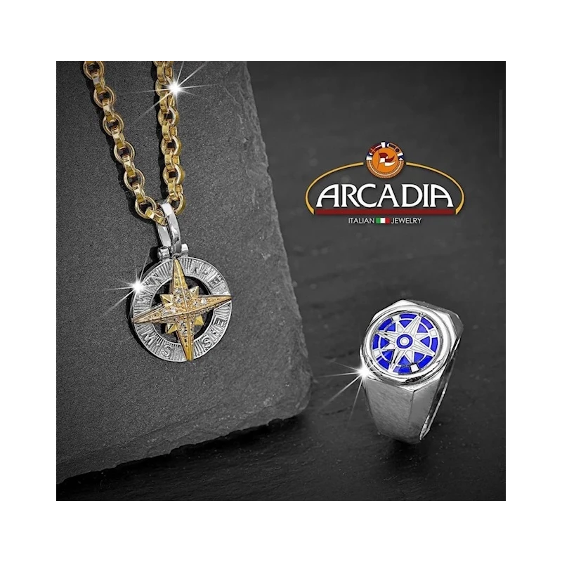 Pendente con Rosa dei Venti in argento