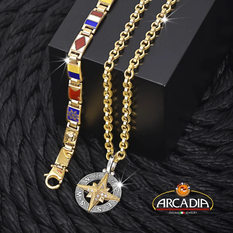 Pendente con Rosa dei Venti in argento