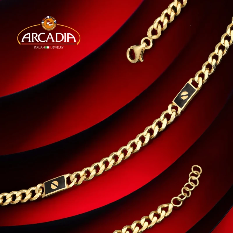 Bracciale con catena Groumette in Argento giallo
