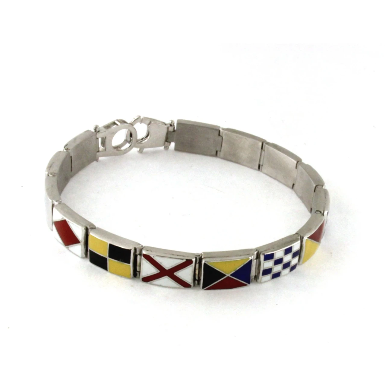 Bracciale Uomo in Argento  con Bandiere Nautiche Smaltate extra big scatolato