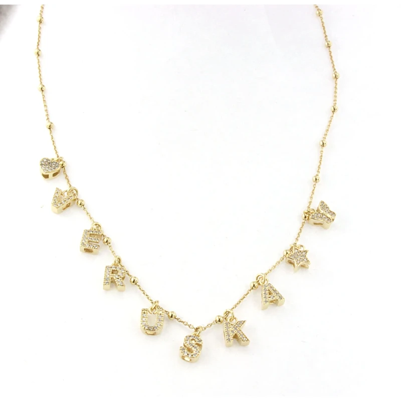 Collana in Argento Personalizzabile con Lettere e Numeri con Zirconi