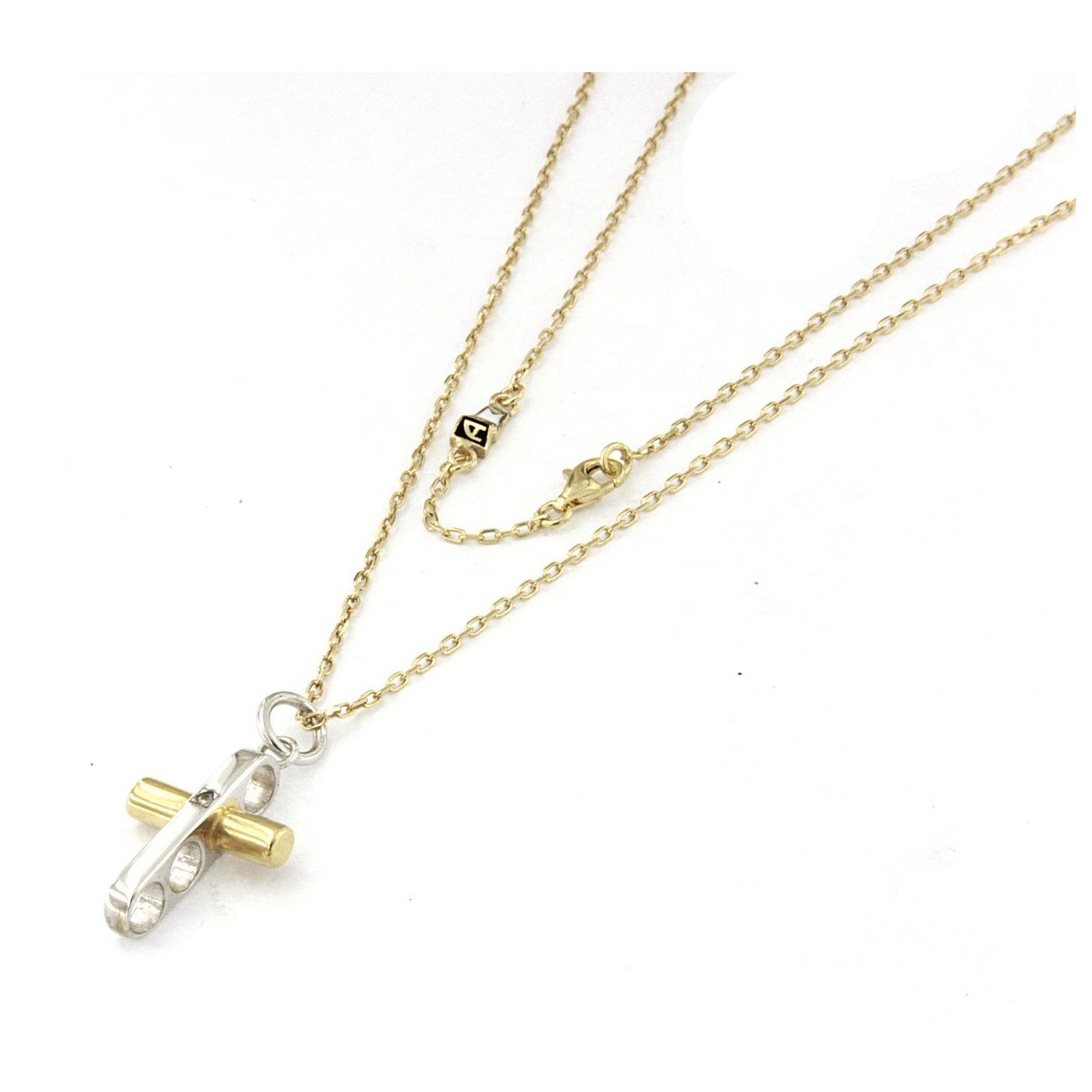 Catena da Uomo in Argento con Croce bicolore
