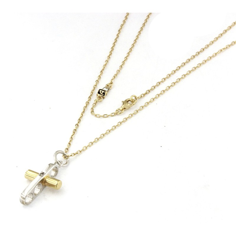 Catena da Uomo in Argento con Croce bicolore