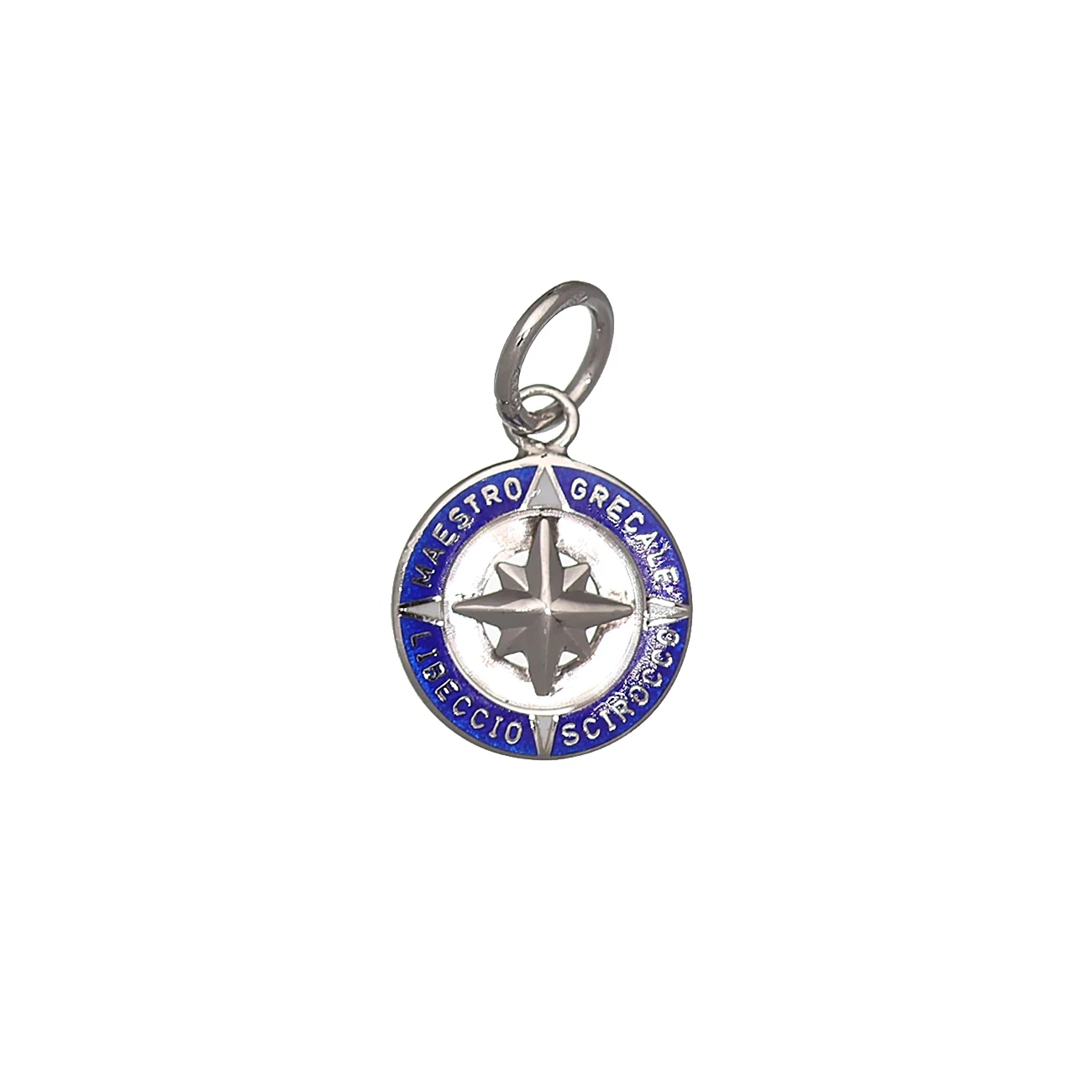 Pendente rosa dei venti in argento bianco