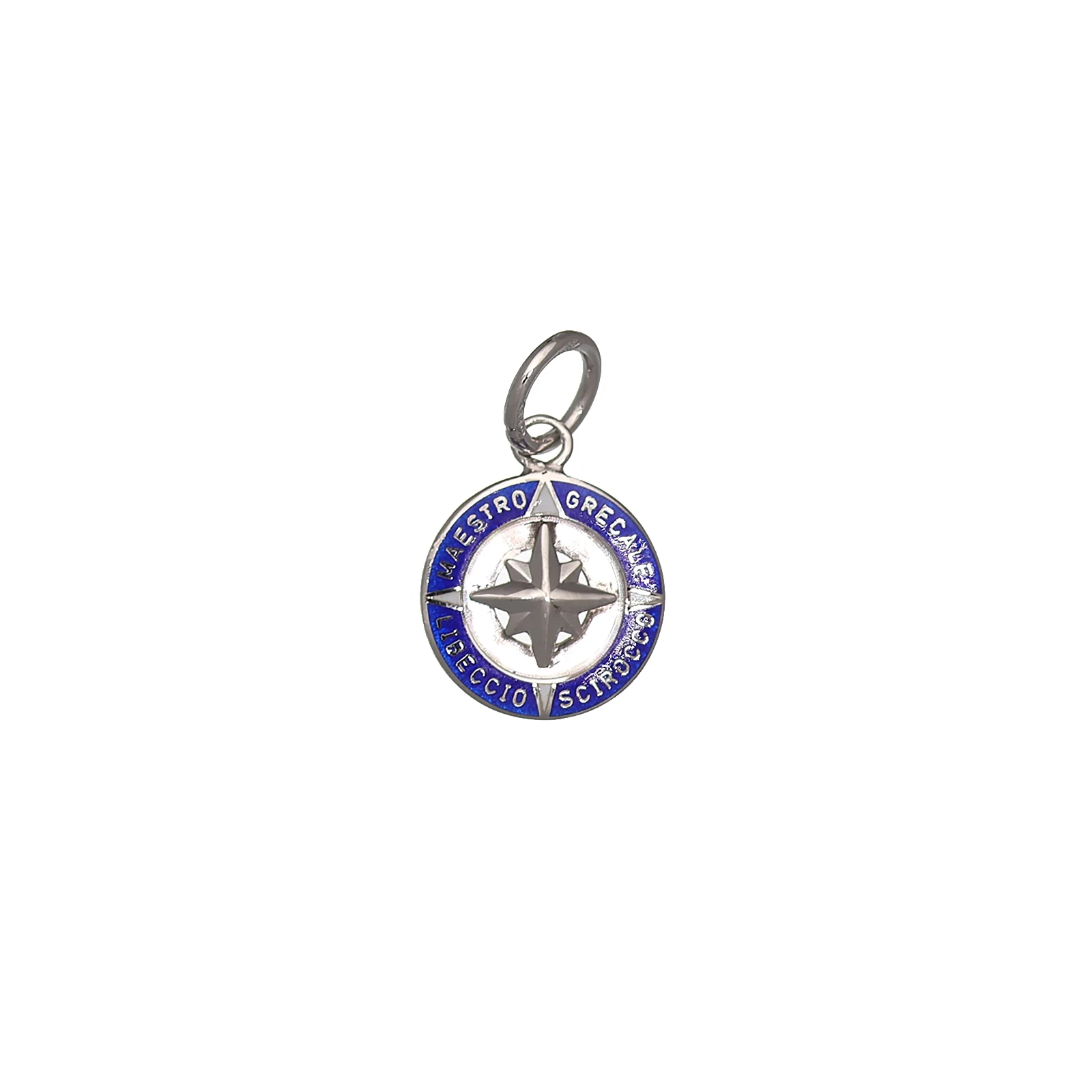 Pendente rosa dei venti in argento bianco