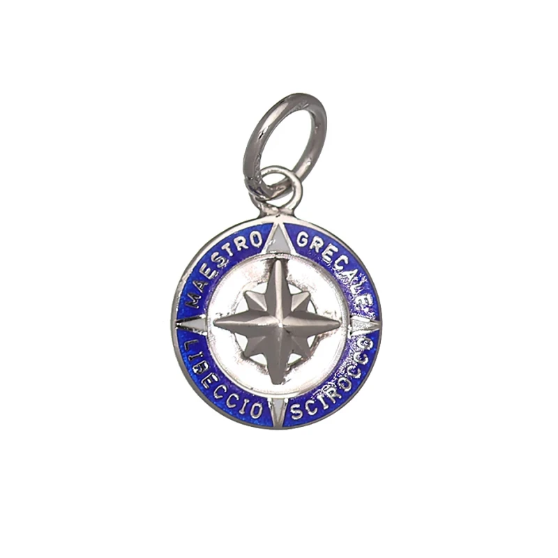 Pendente rosa dei venti in argento bianco