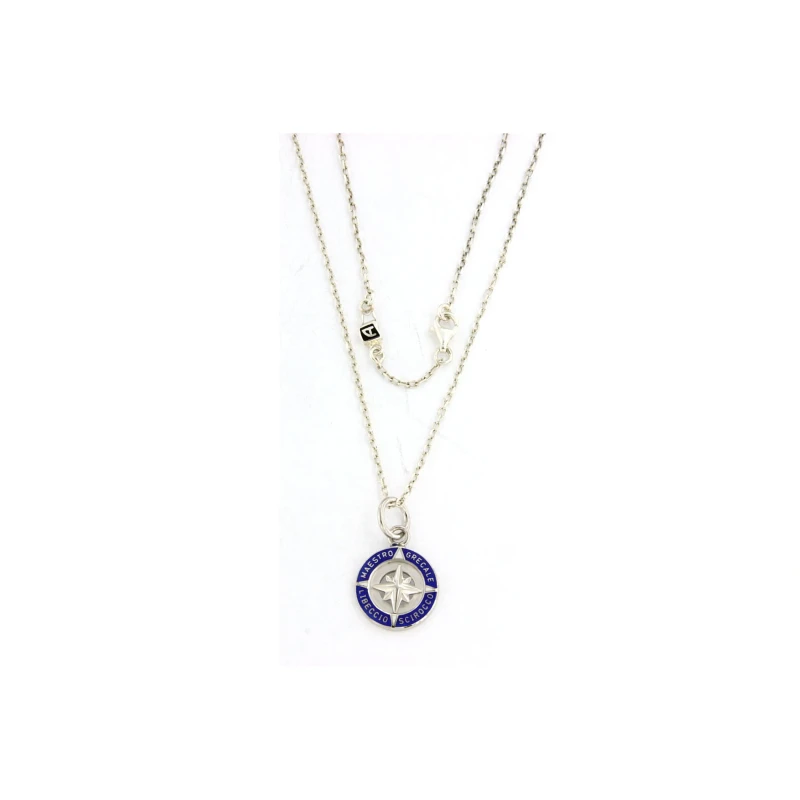 Collana in Argento con rosa dei venti con smalto