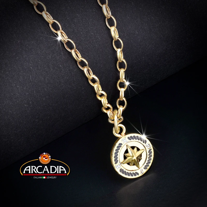 Pendente rosa dei venti in Argento giallo