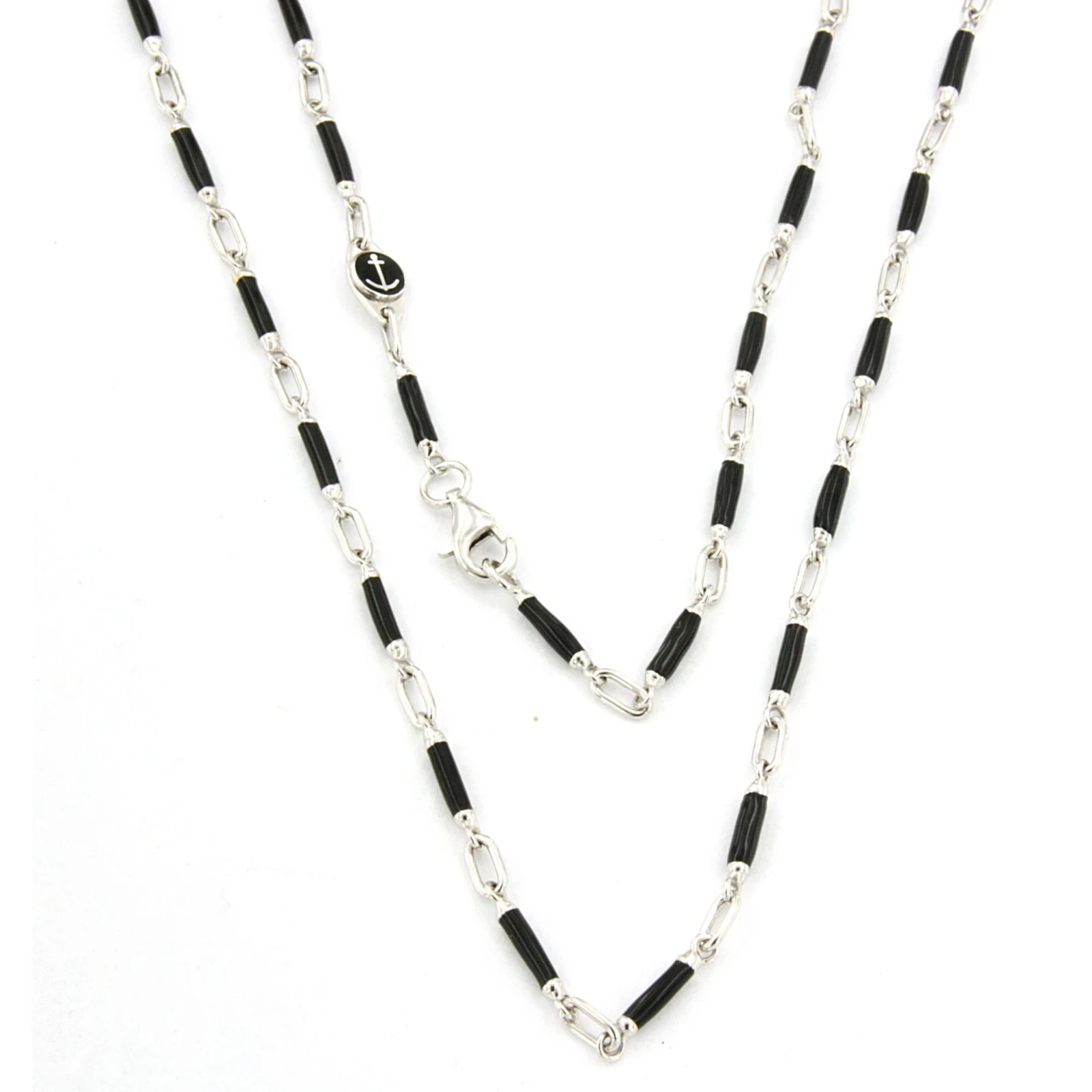 Catena in Oro 18kt bianco con smalto nero