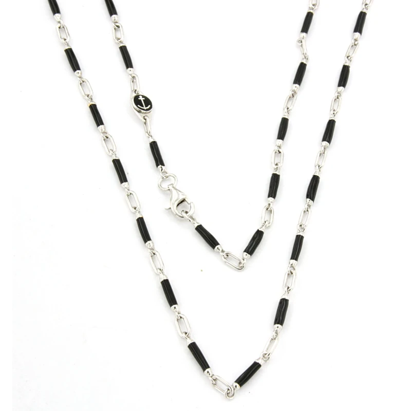 Catena in Oro 18kt bianco con smalto nero
