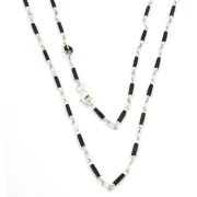 Catena in Oro 18kt bianco con smalto nero