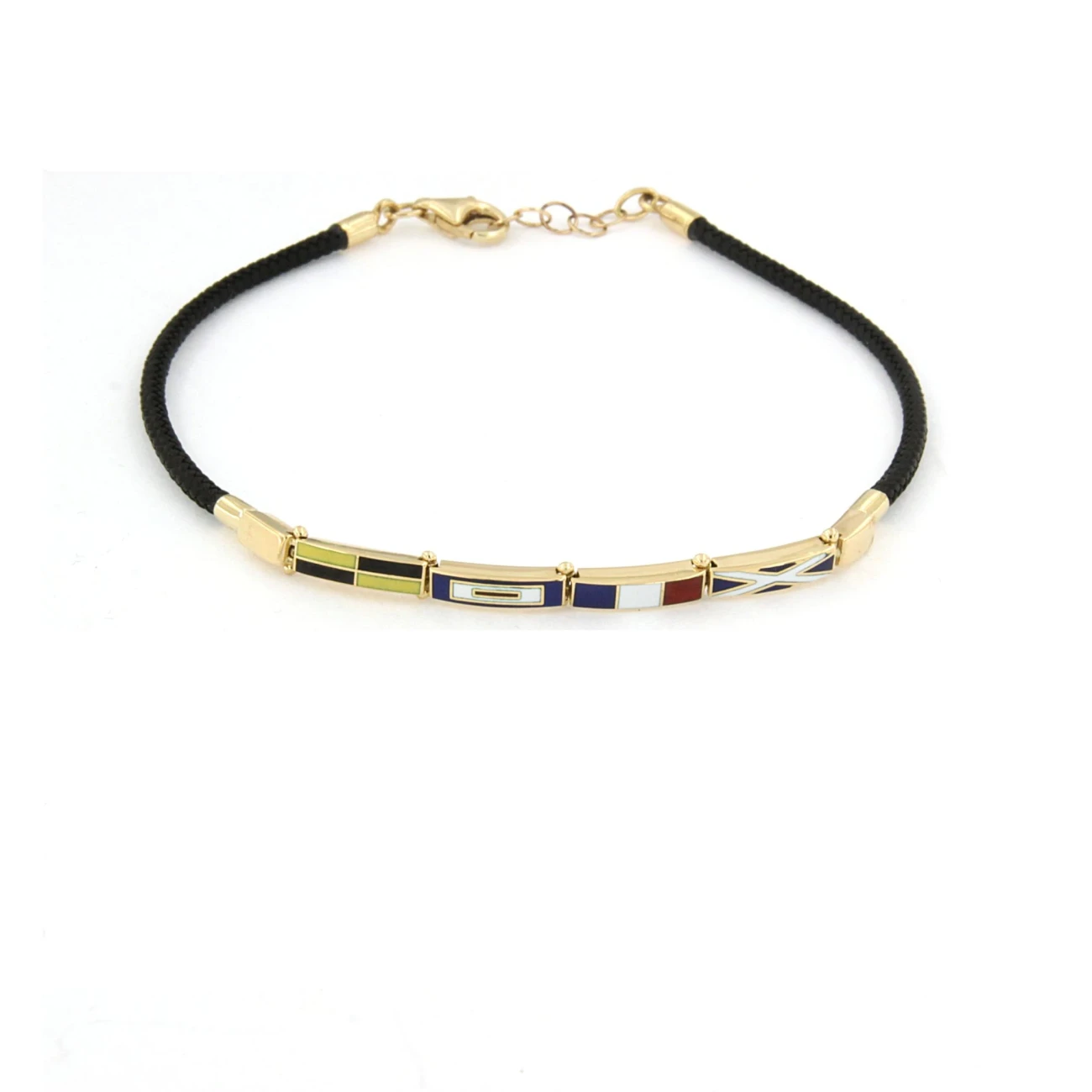 Bracciale con Bandiere nautiche in oro 18kt e sagola