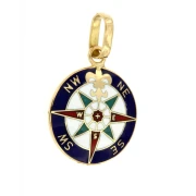 Medaglia in oro 18kt rosa dei venti con smalto