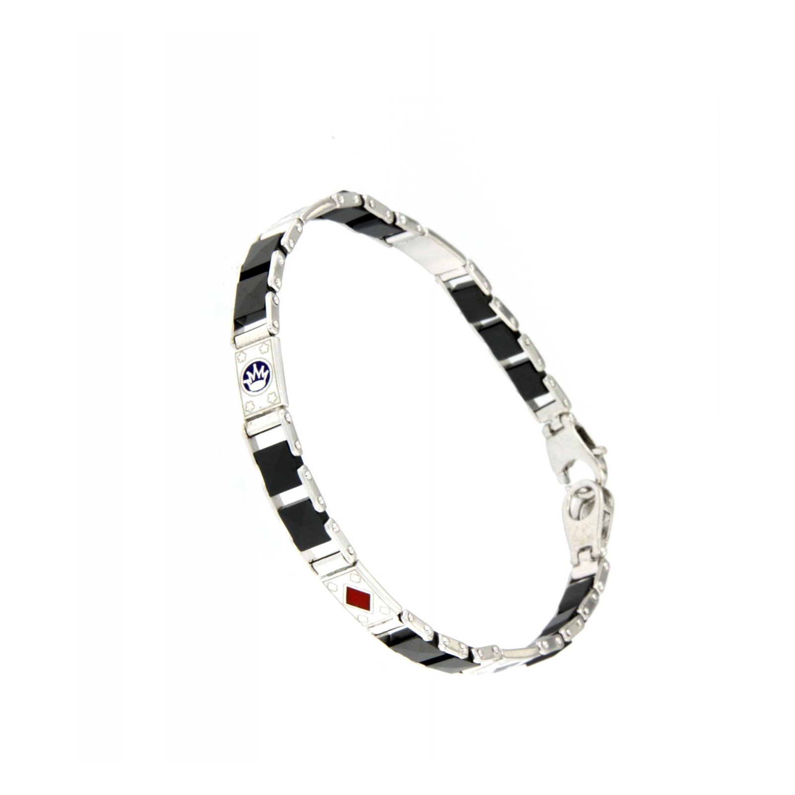 Bracciale in Argento con Carte da Gioco e Ceramica