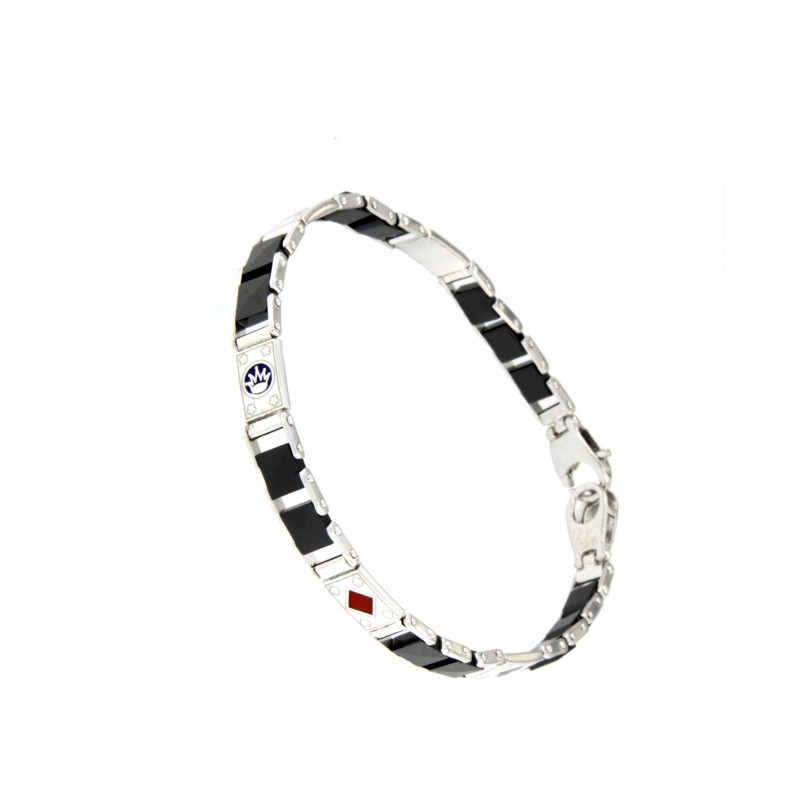 Bracciale in Argento con Carte da Gioco e Ceramica