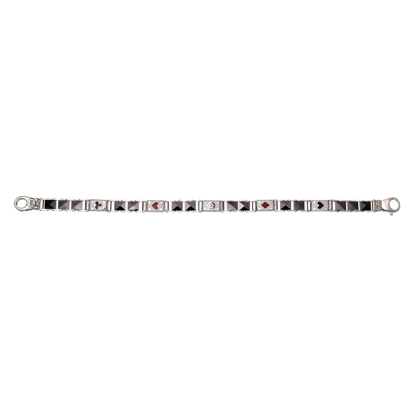 Bracciale in Argento con Carte da Gioco e Ceramica