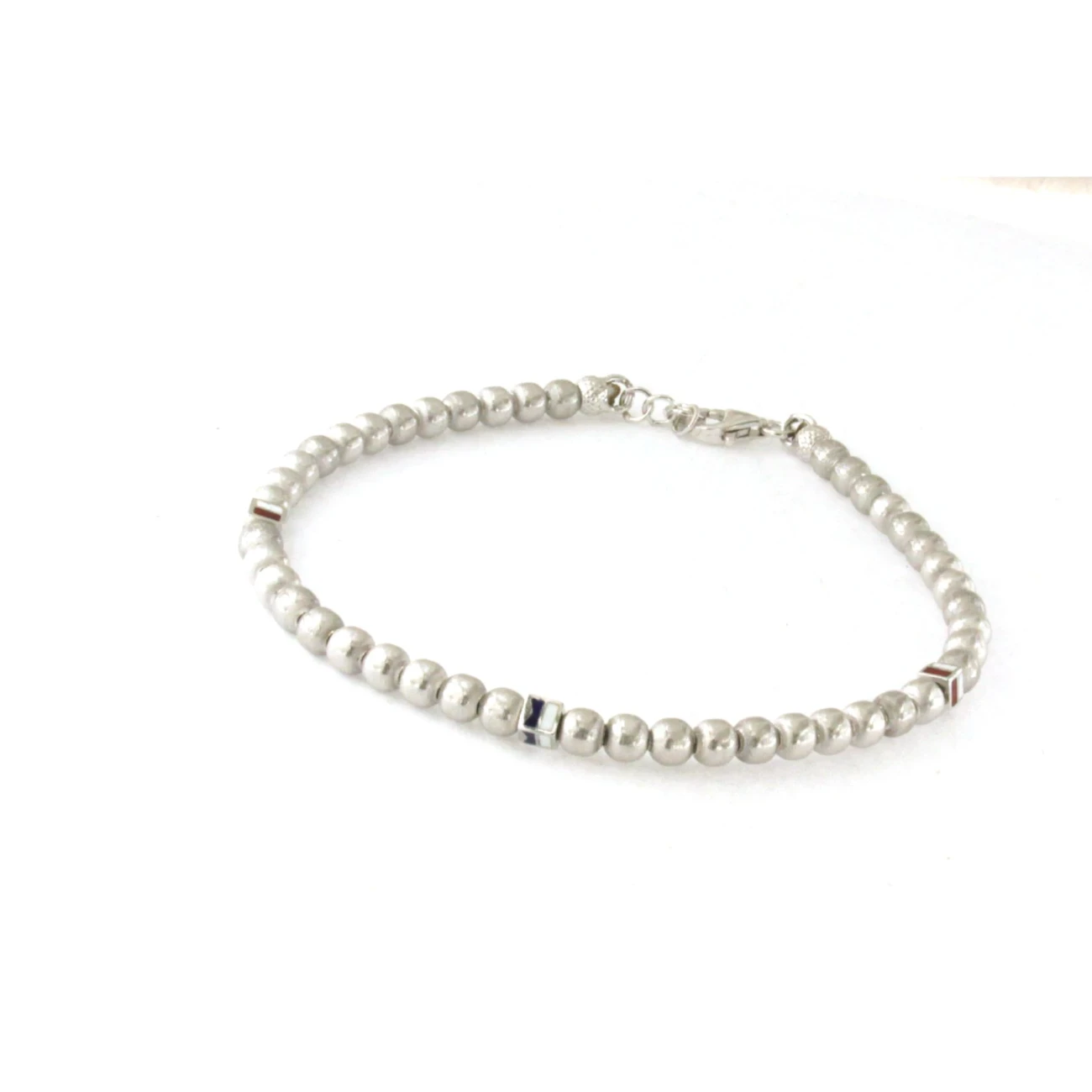 Bracciale in argento 925 con paline satinate e smalto