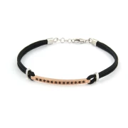 Bracciale con corda nautica nera e pietre