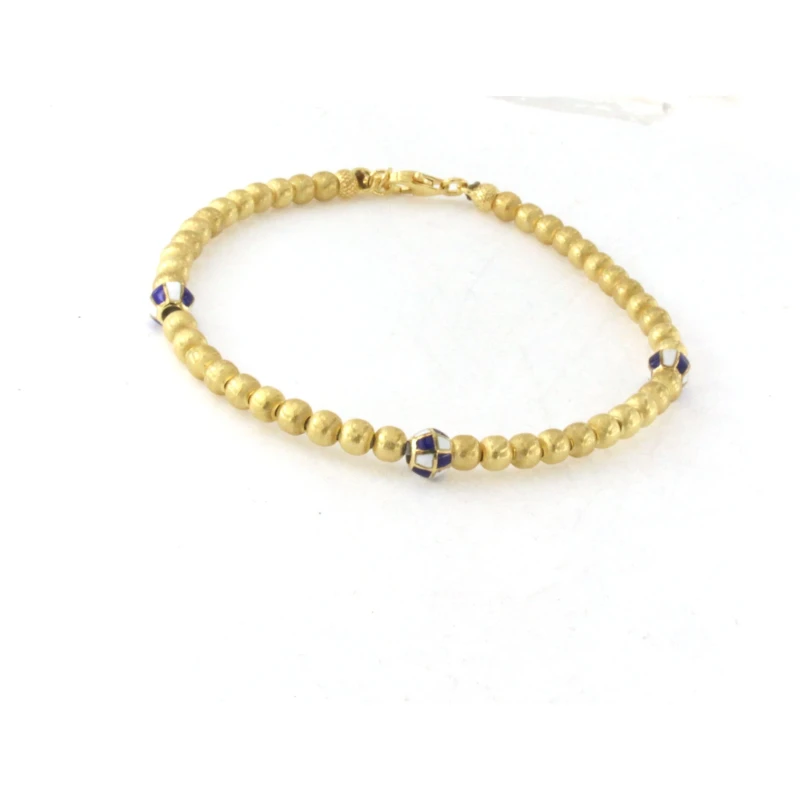 Bracciale in argento 925 con paline satinate e smalto