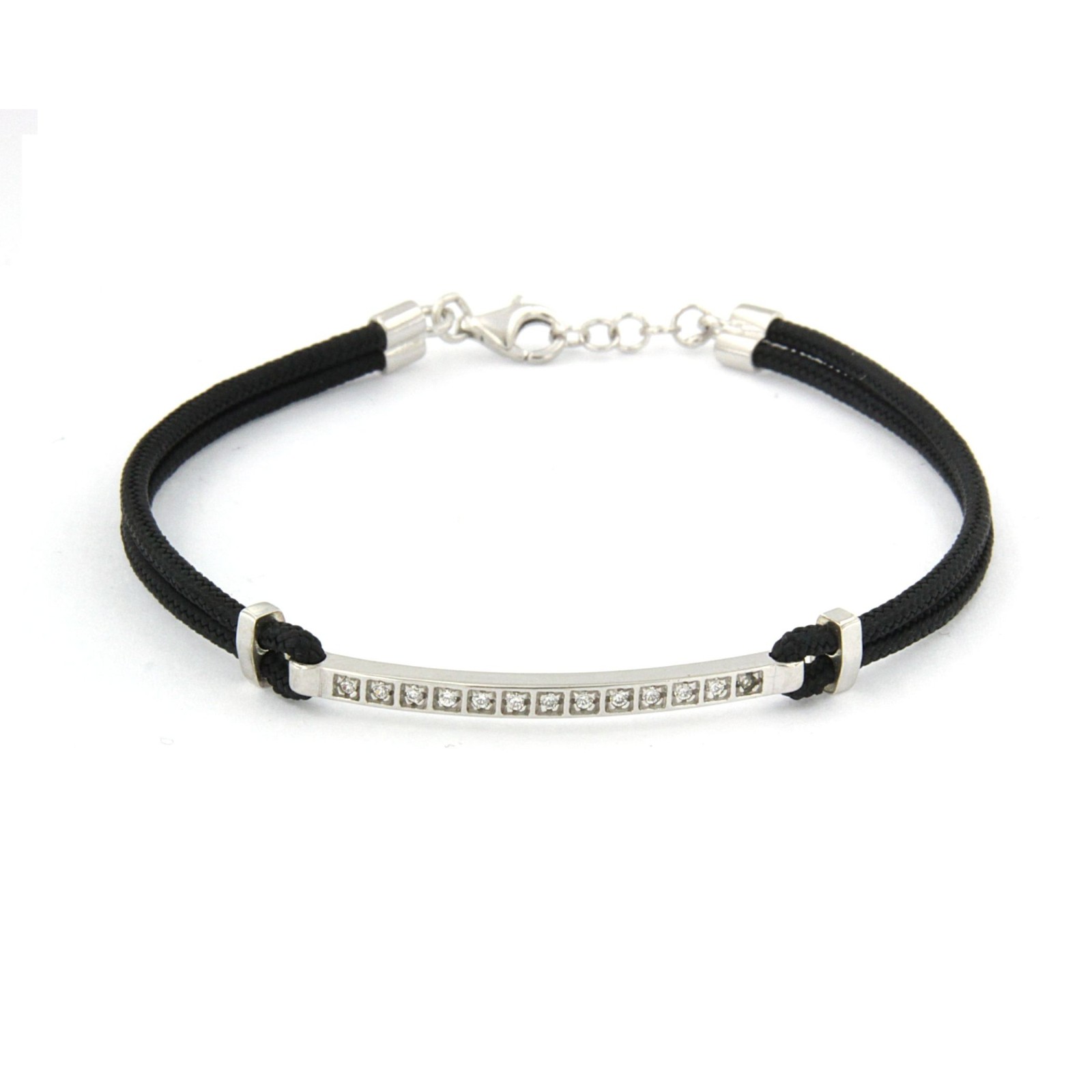 Bracciale con corda nautica nera e pietre