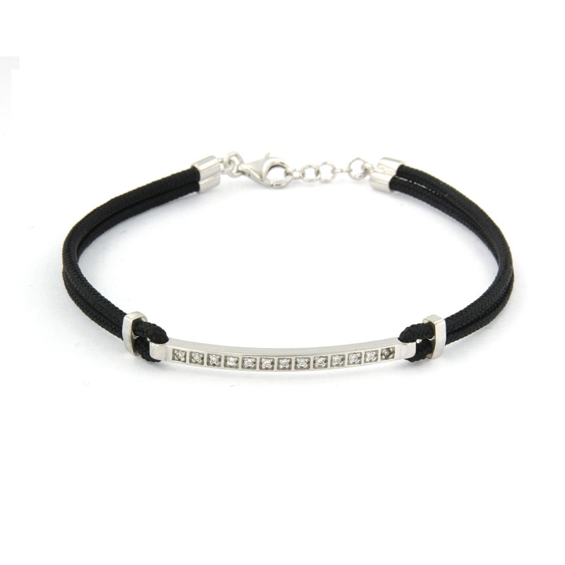 Bracciale con corda nautica nera e pietre