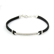 Bracciale con corda nautica nera e pietre