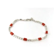 Bracciale in Argento bianco e elementi rossi
