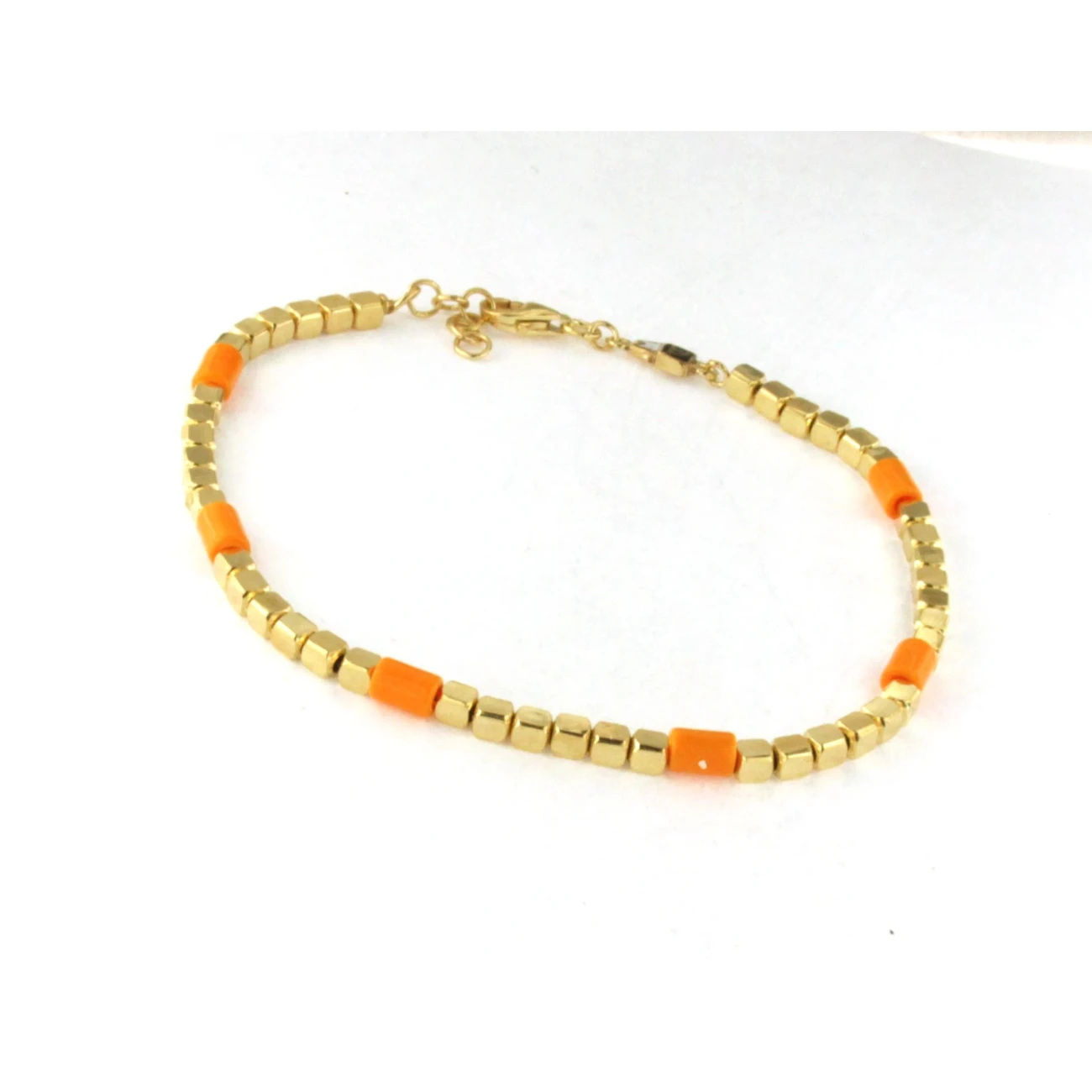 Bracciale in Argento giallo e elementi arancio