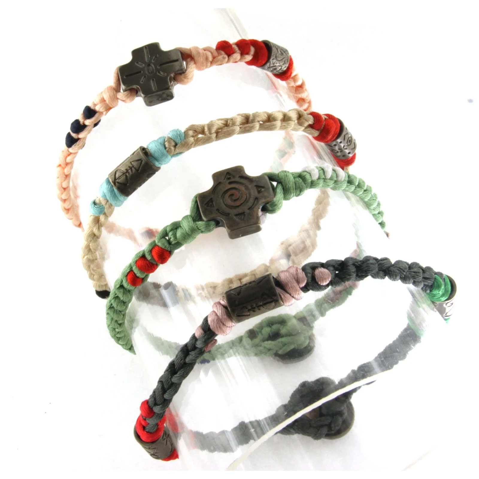 Bracciali in Bronzo con corda intecciata colorata