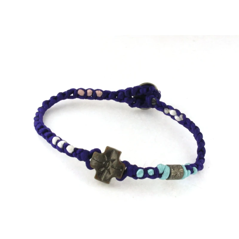 Bracciali in Bronzo con corda intecciata colorata