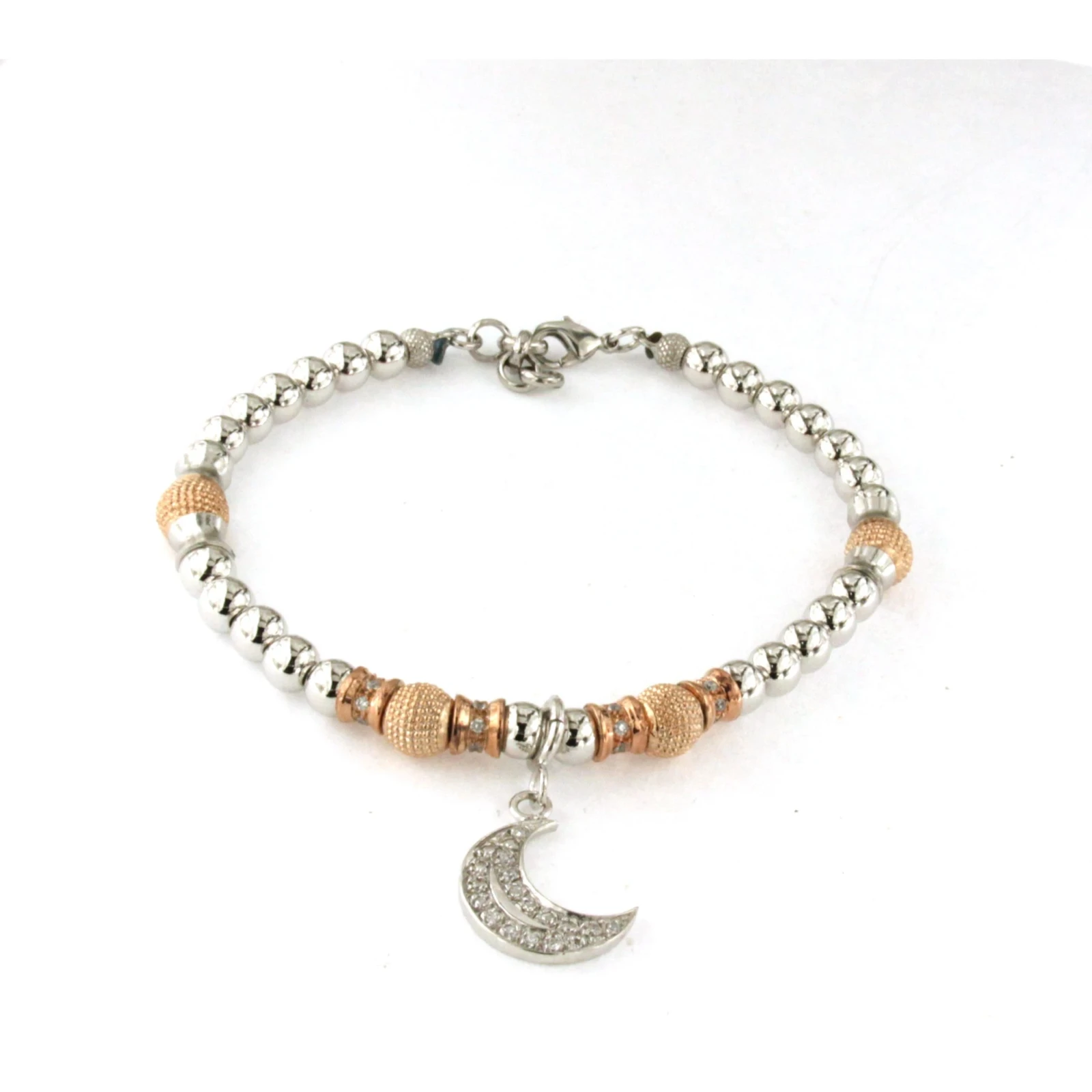 Bracciale in Bronzo con palline e cuore con pietre