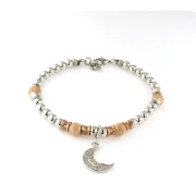 Bracciale in Bronzo con palline e cuore con pietre