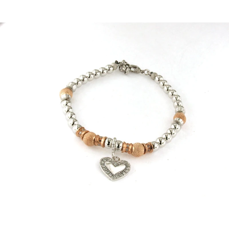 Bracciale in Bronzo con palline e cuore con pietre