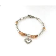 Bracciale in Bronzo con palline e cuore con pietre