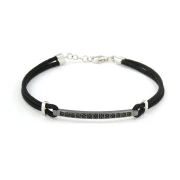 Bracciale con corda nautica nera e pietre