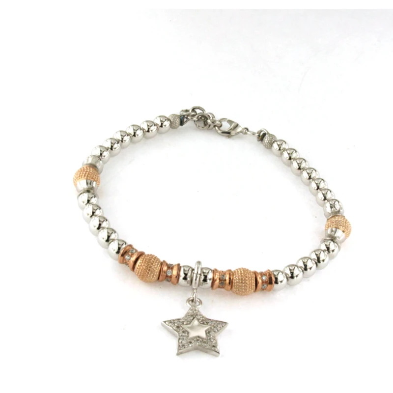 Bracciale in Bronzo con palline e cuore con pietre