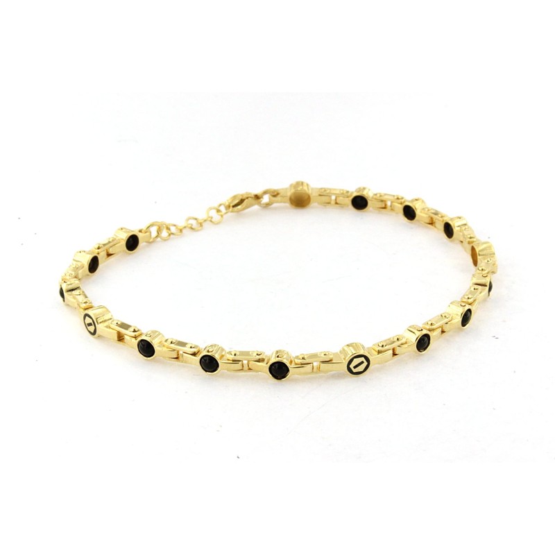 Bracciale in argento giallo con pietre e smalto