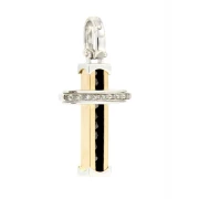 Croce in oro giallo e bianco 18kt con brillanti