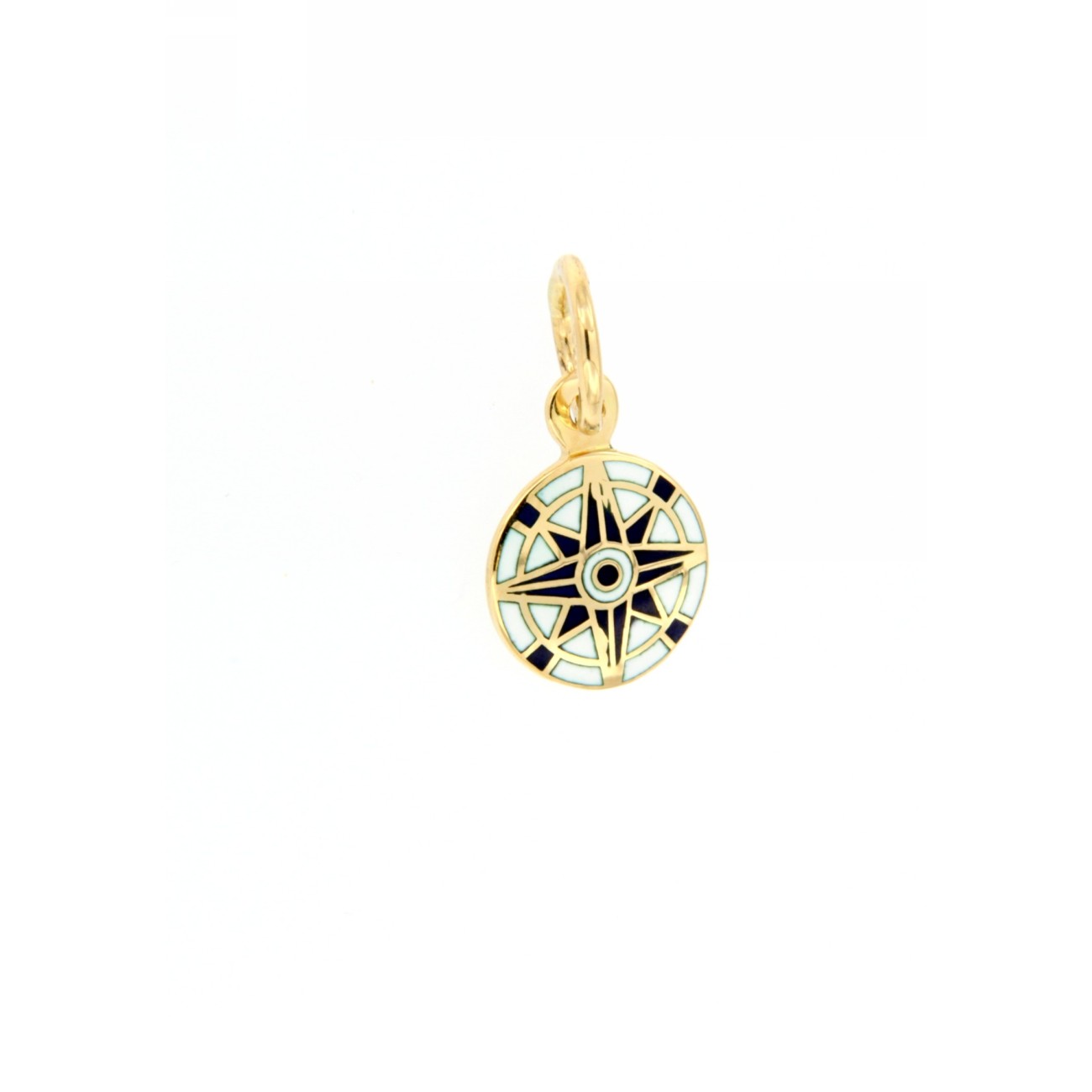 Pendente in oro 18kt con rosa dei venti smaltata