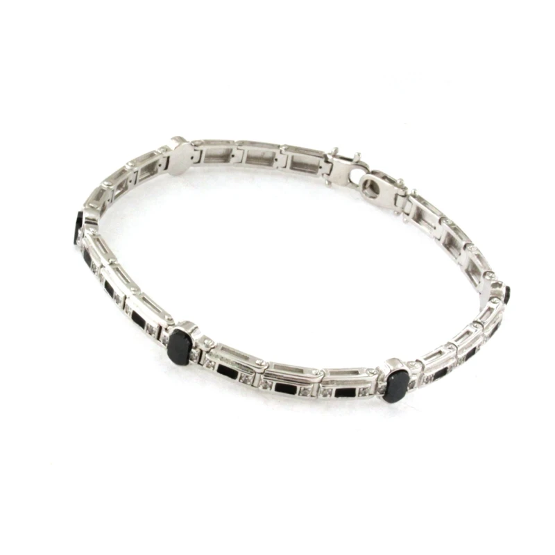 Bracciale  da Uomo in Argento  bianco con ceramica pietre e smalto